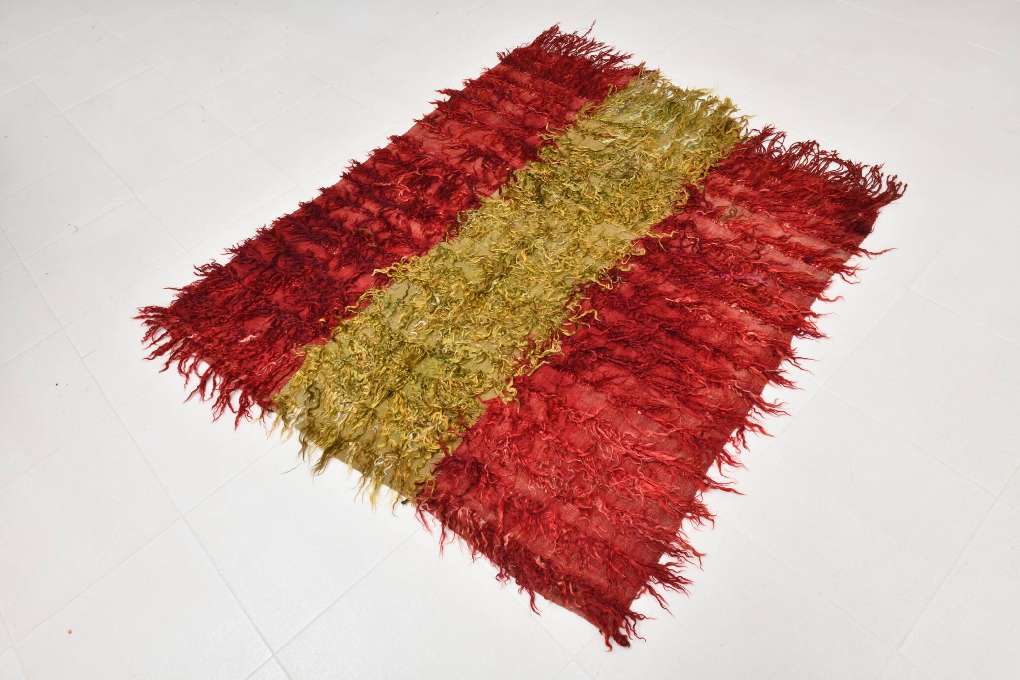 5x5 Square Green Red Vintage Kilim Rug, 145x157Cm