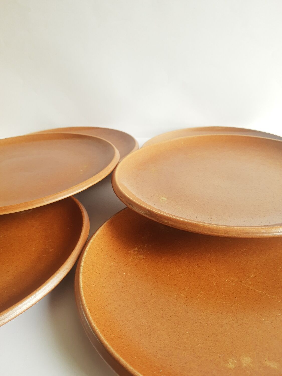 Set of 6 vintage Brenne Grès stoneware dinner plates from France