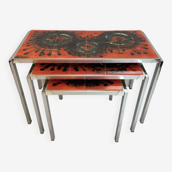 De Nisco Ceramic Nesting Tables from 1970'