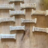 Set of 10 vintage art deco knife holders in white and gold ceramic