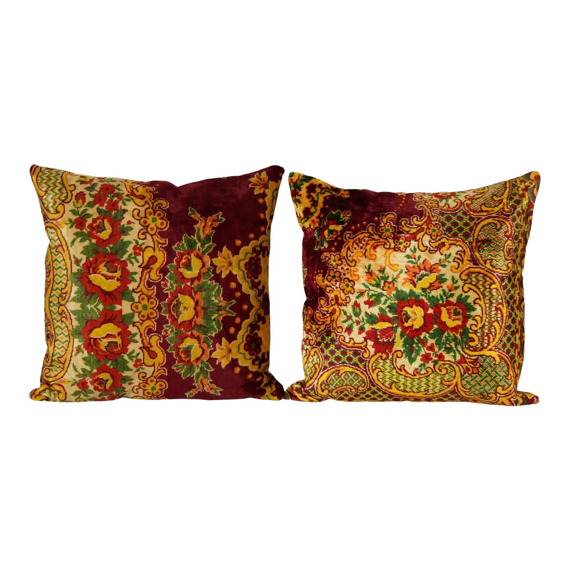 Set of 2 vintage velvet cushion covers 51x51 cm