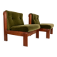 Guilleumas armchair. Upholstered in olive green velvet. Spain 70s