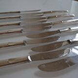 12 couteaux de table manches métal argenté & lames inox 22 cm