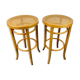 Bar stools cannage and curved wood 80s