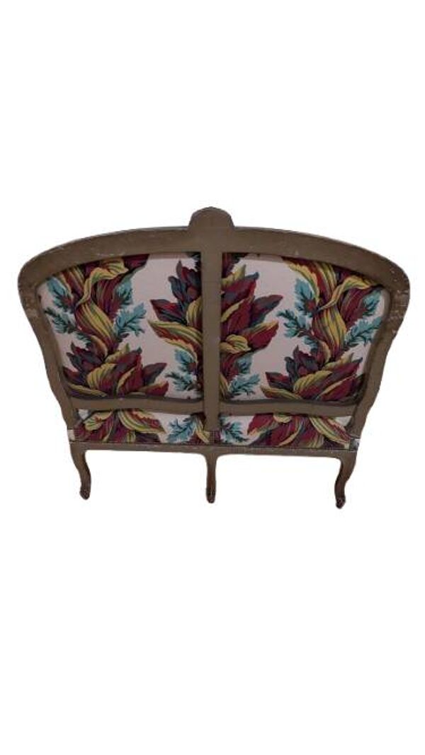 Canapé style directoire bois sculpté & tissu floral parfait état