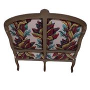 Directoire style canapé with carved wood & floral fabric in perfect condition.
