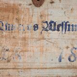 Ancienne malle grise avec détails floraux datée 1878 #26