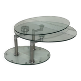 Oval designer coffee table in tempered glass