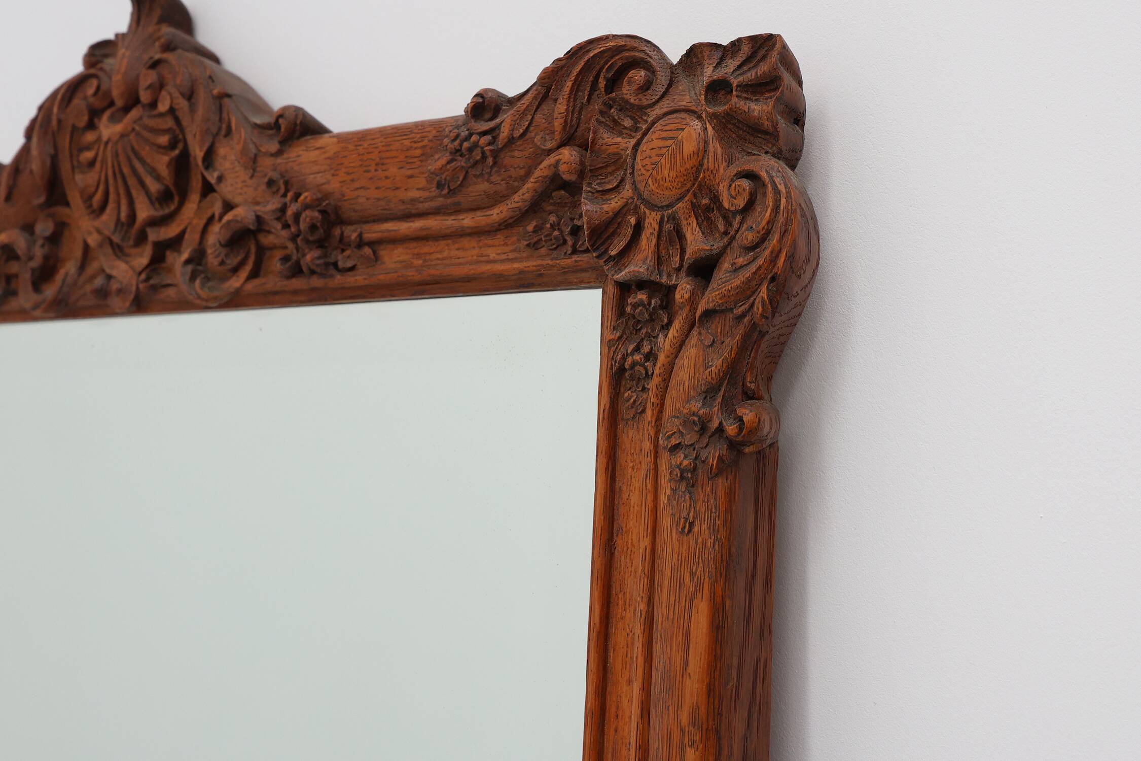 Baroque carved wooden beveled mirror in Louis XV style, France 1900s