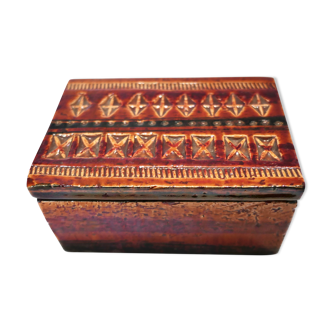 Rare red/brown ceramic box by Aldo Londi for Bitossi Italy 1960's