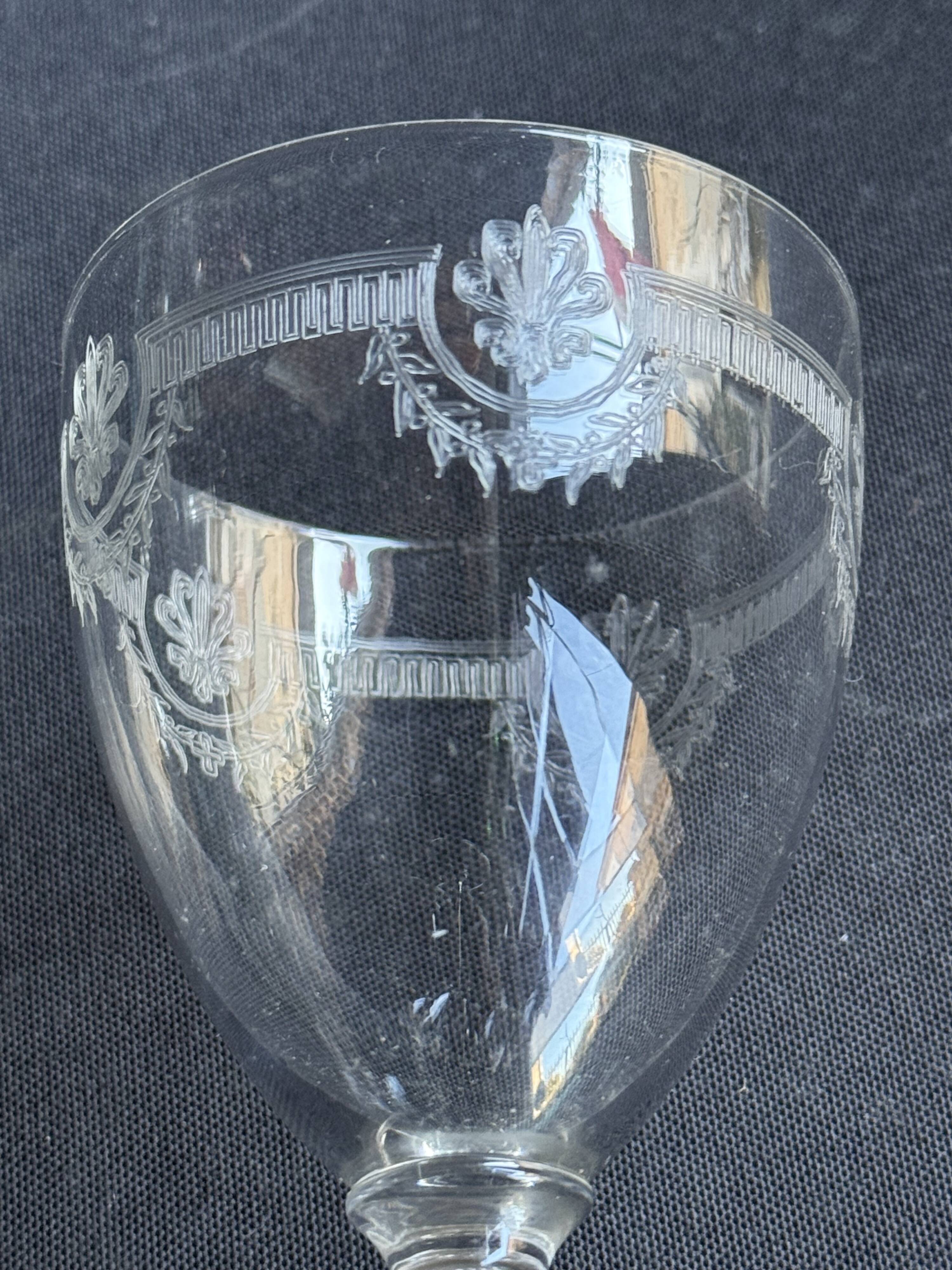 6 Saint Louis wine glasses Manon service Pantograph engraving IV