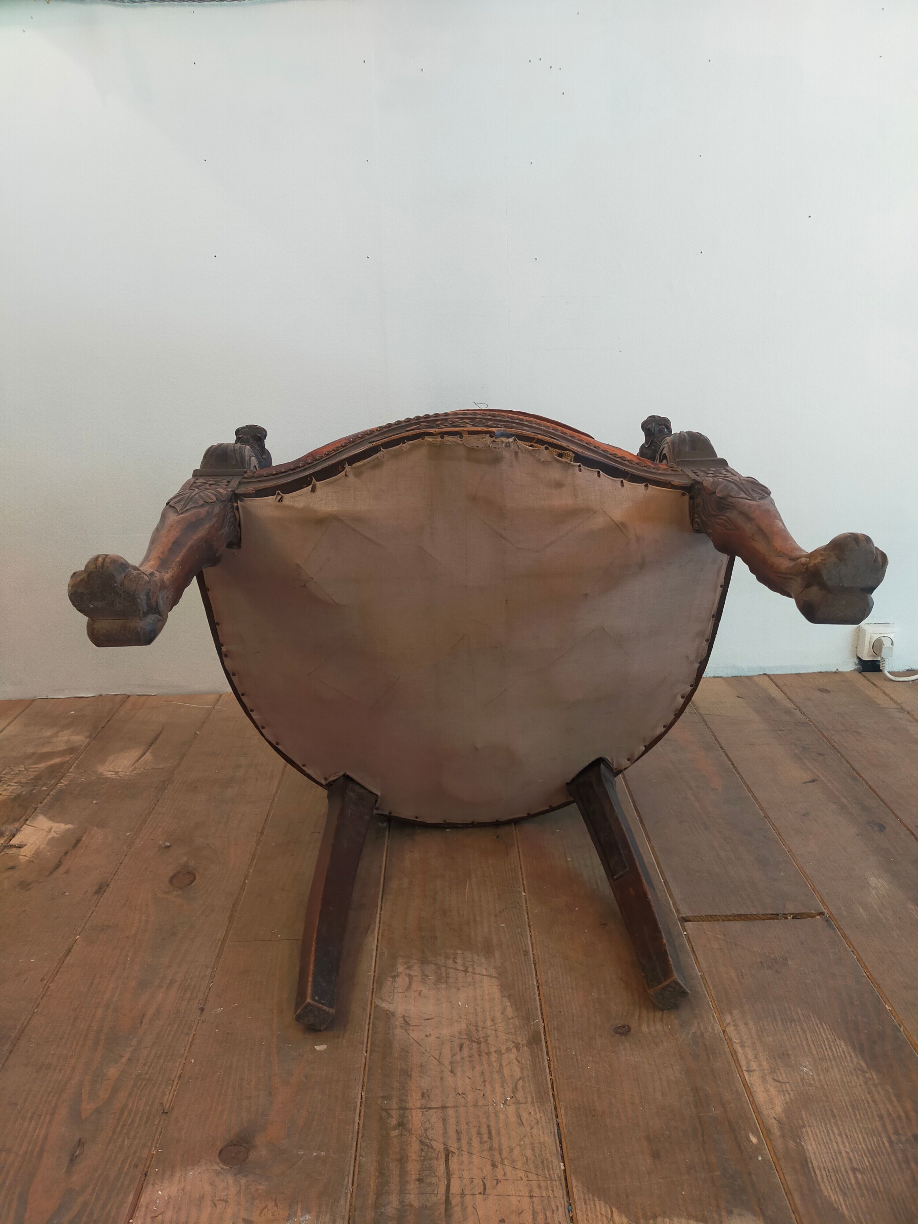 1920 sculpted office armchair with griffon head