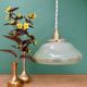 Vintage green and gold glass lampshade pendant light