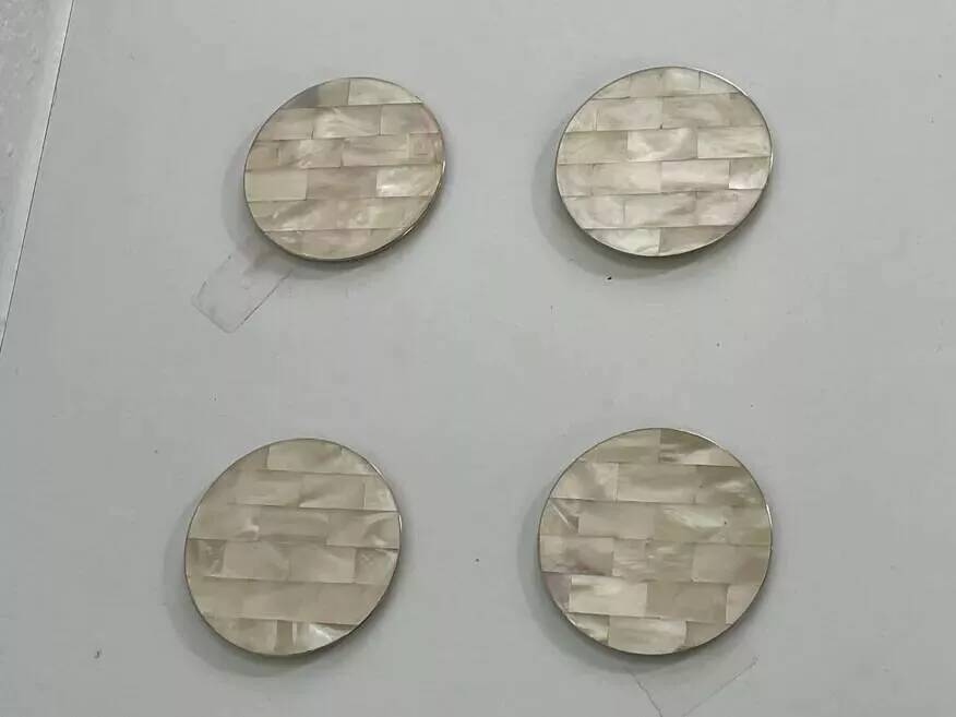 Set of 4 vintage mother-of-pearl coasters