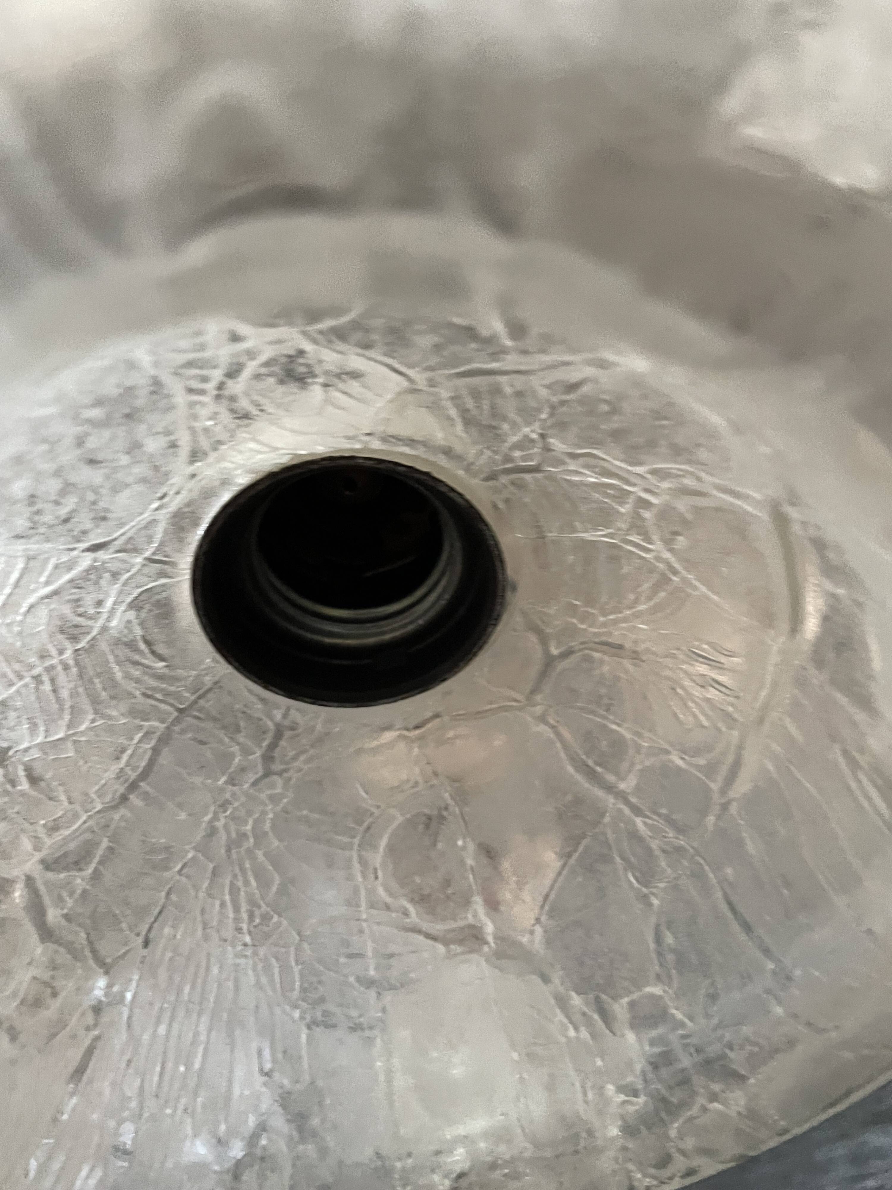 Chrome metal/glass chandelier pendant light from the 70s