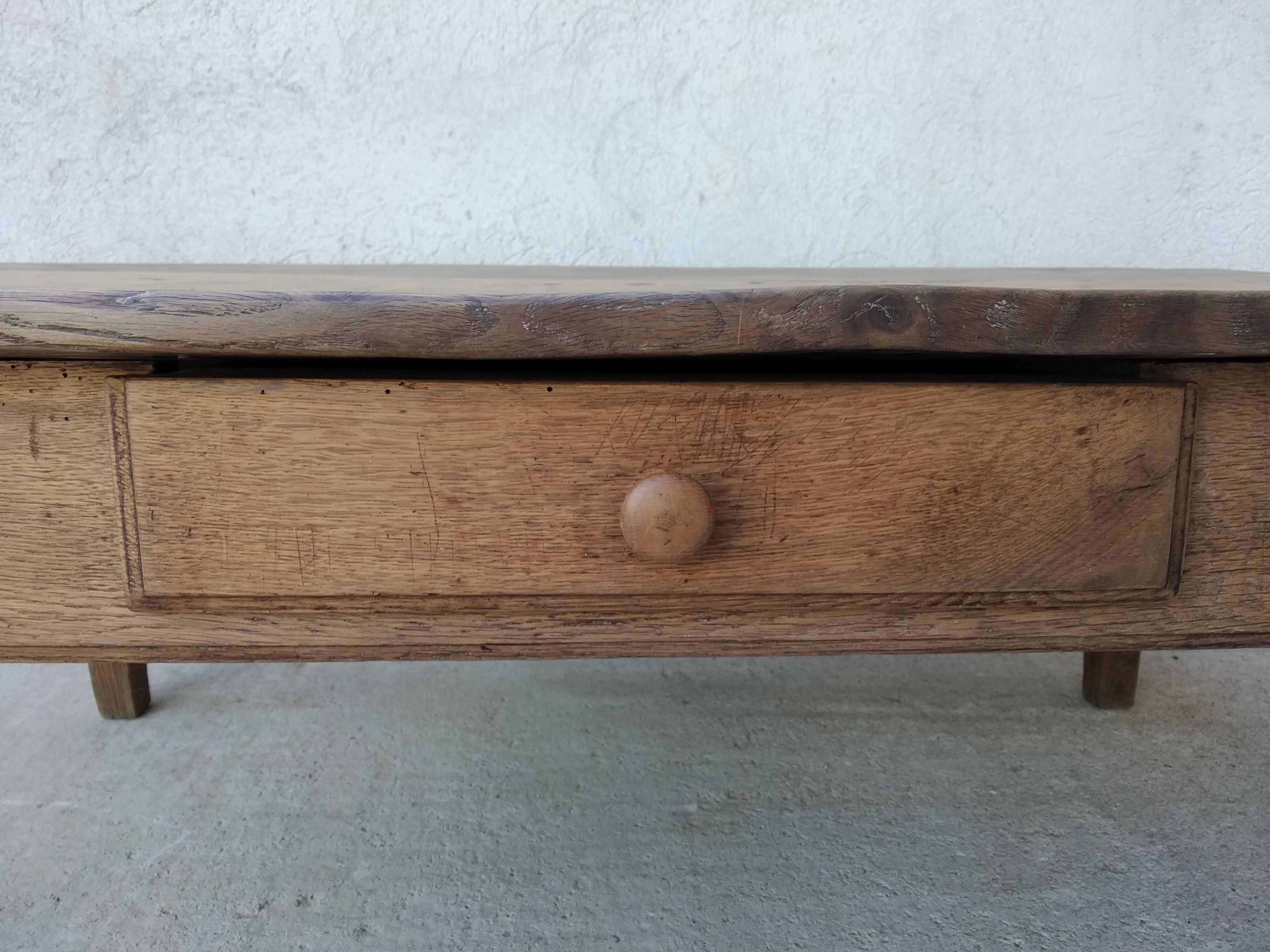 Farmhouse coffee table with solid wood drawer