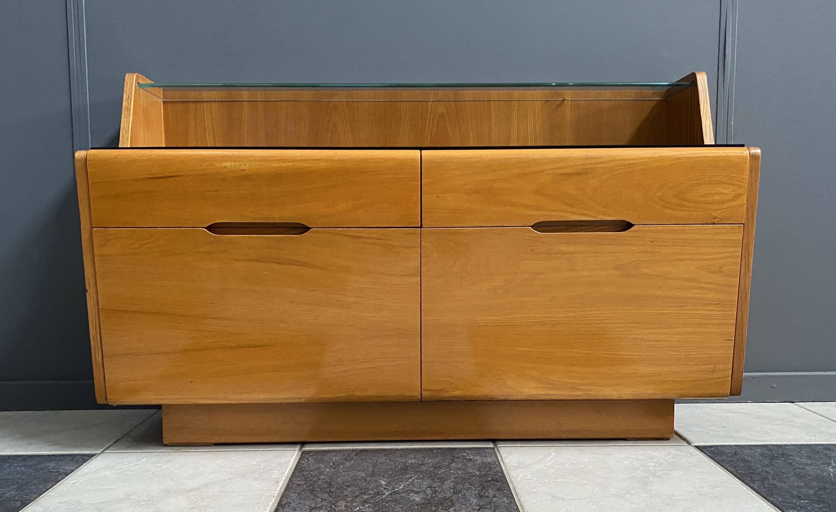 lowboard  with black glass top 1960s