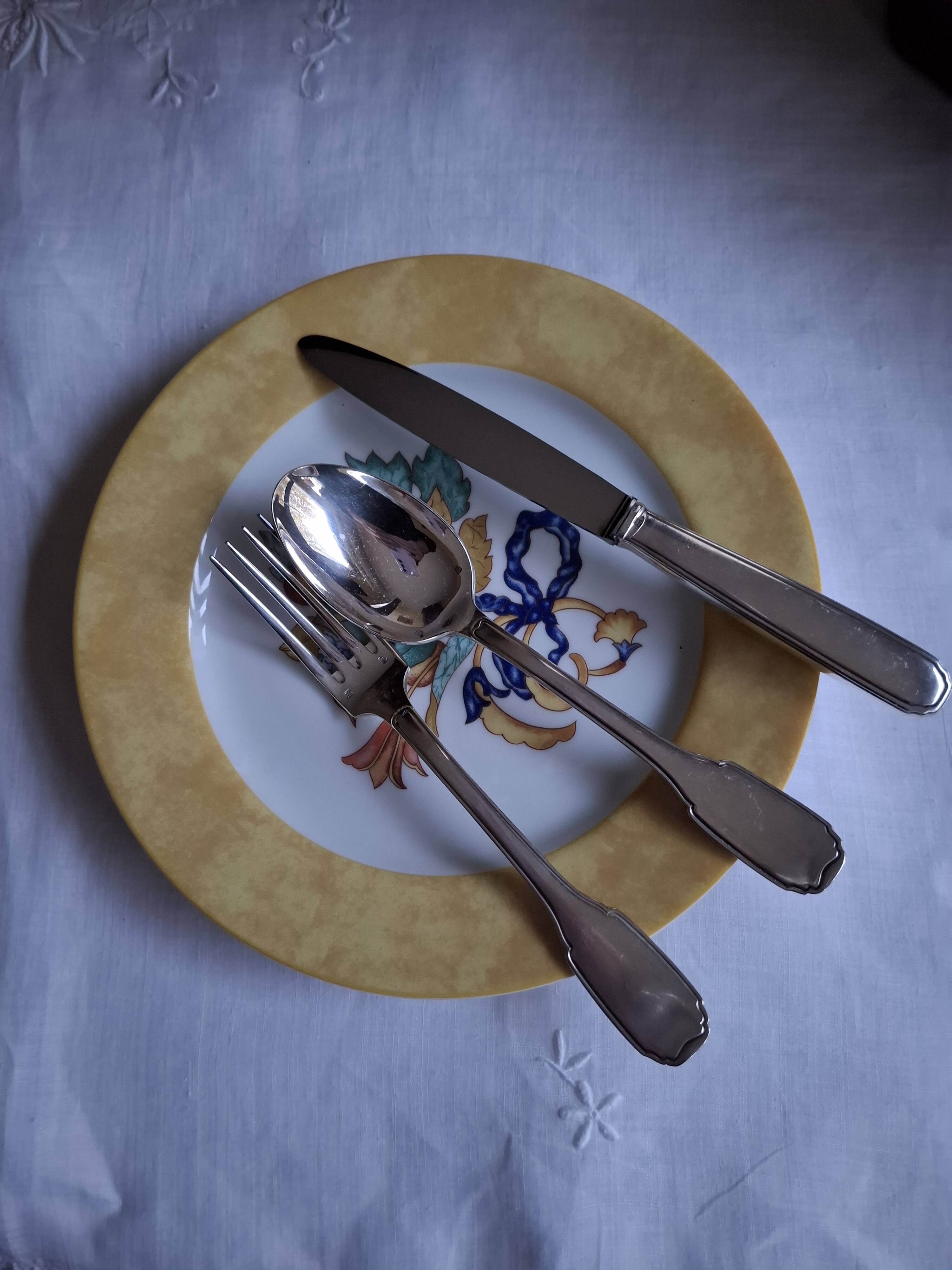 8 plates 21 cm Borghese porcelain Bernardaud Limoges