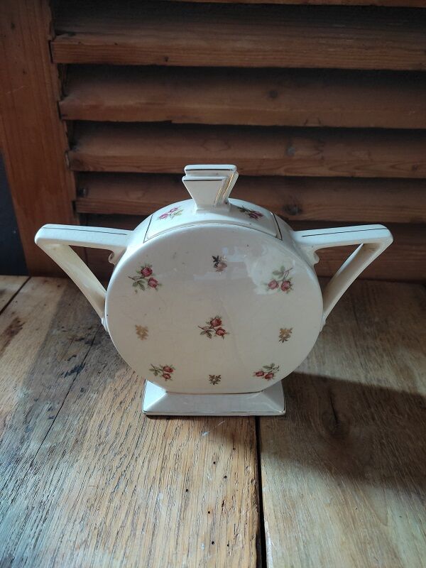 Sucrier en porcelaine fleurs rose