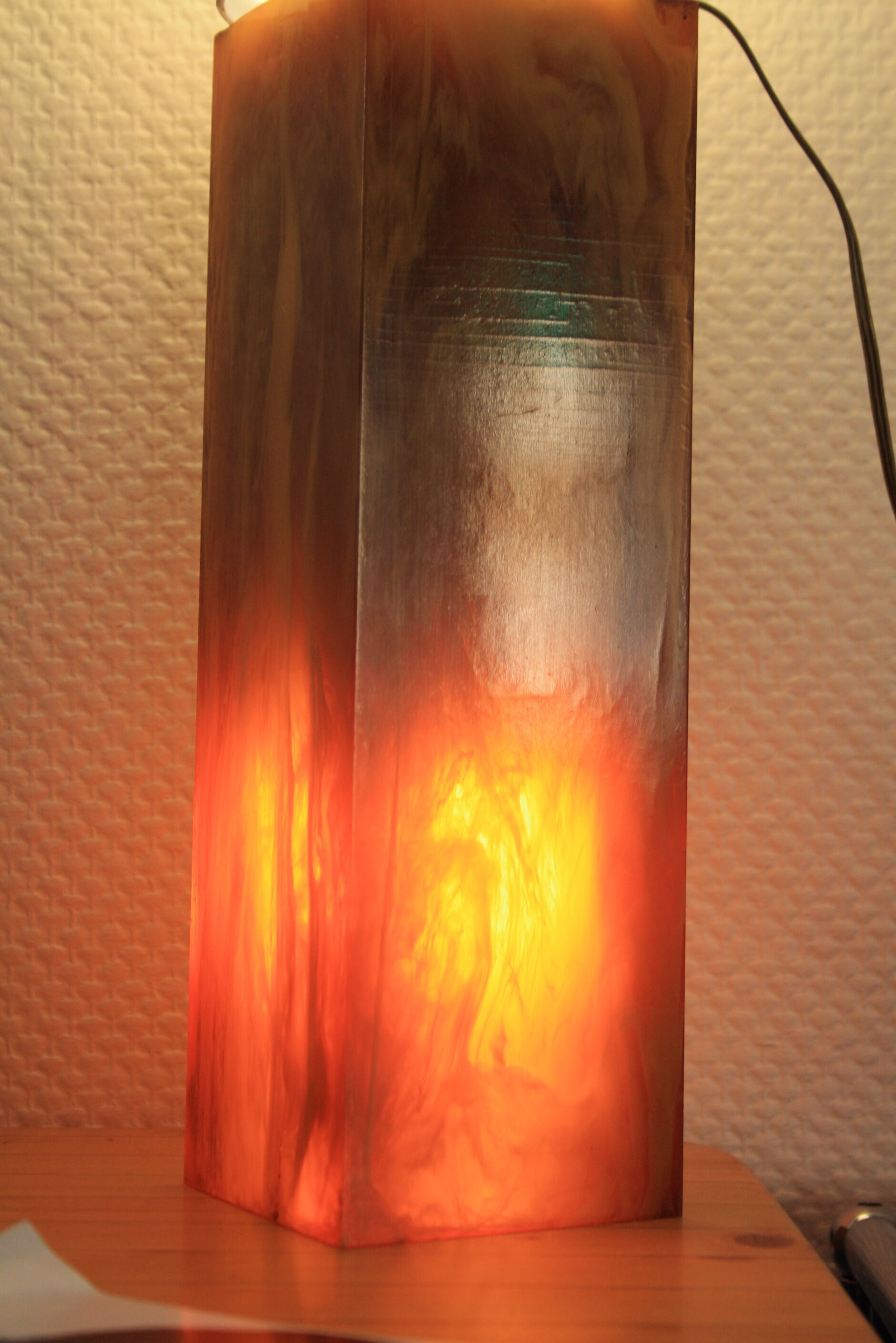 Amber and opaline lamp