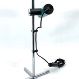 Reggiani, vintage chrome and green lacquer adjustable table lamp. Italy 1970s