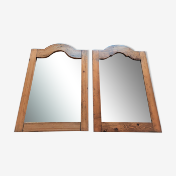 Duo of mirrors walnut frame