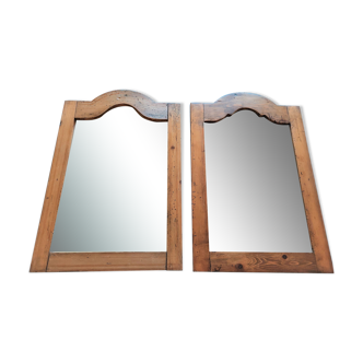 Duo de miroirs encadrement noyer
