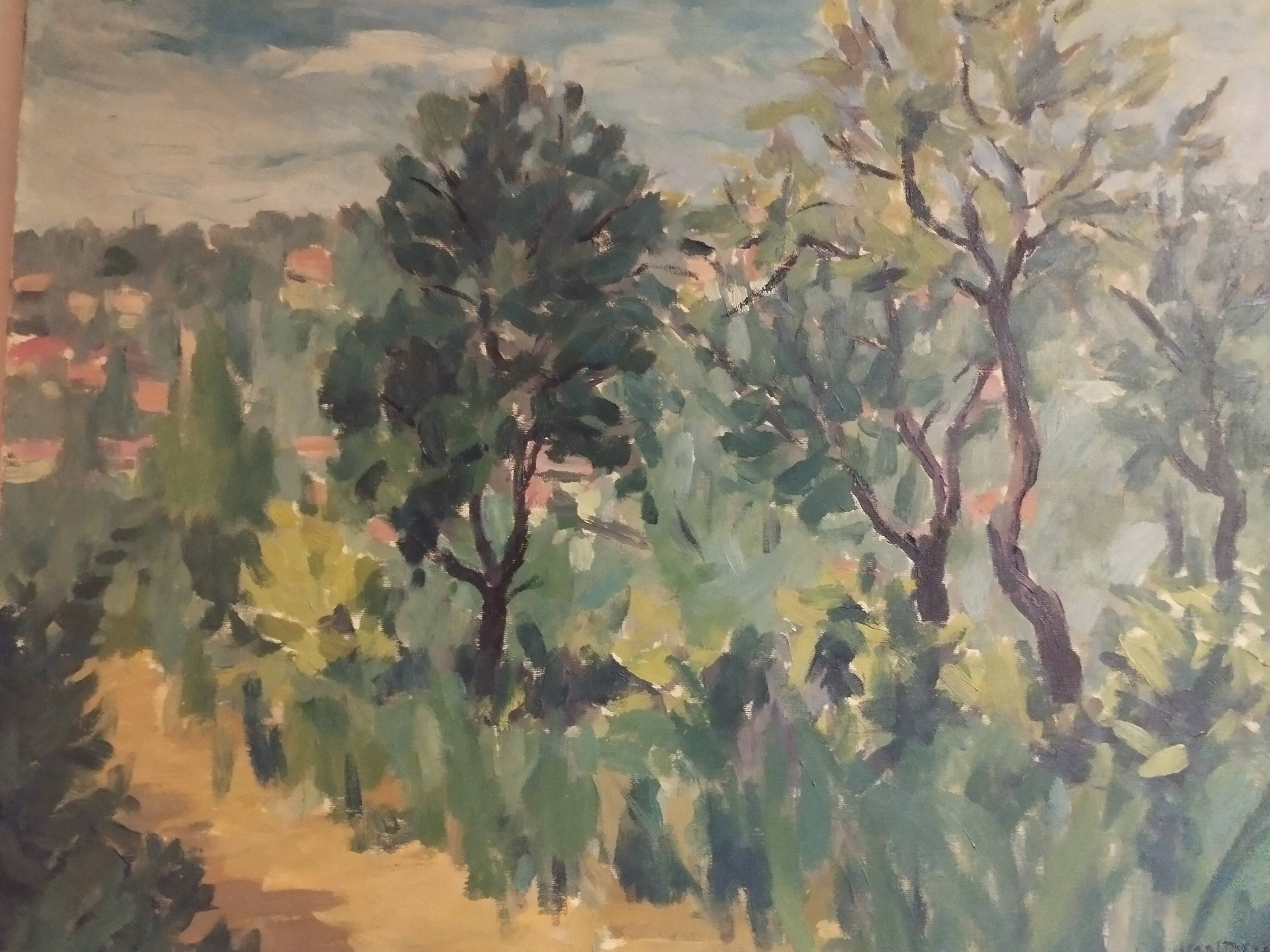 wooded landscape painting