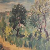 wooded landscape painting