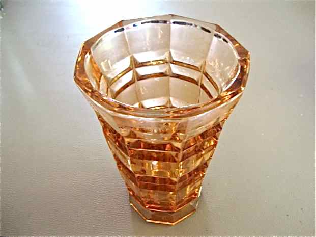 Pink vase in cut glass