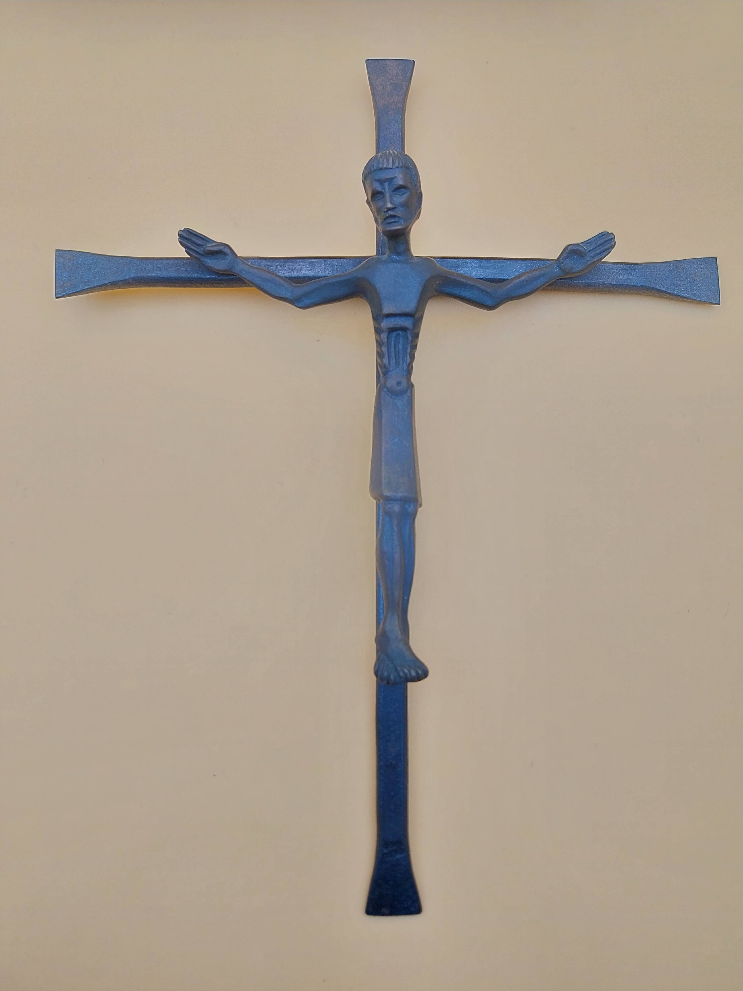 Bronze and wrought iron crucifix Christ Jesus unsigned