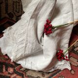 Monogram linen sheet, late 19th century.