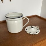 Vintage enamelled iron pitcher