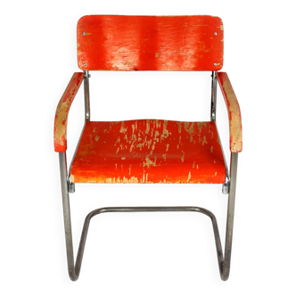 Bauhaus FN 74 Cantilever Chair in Plywood and Chrome by H.J. Hagemann, 1930s