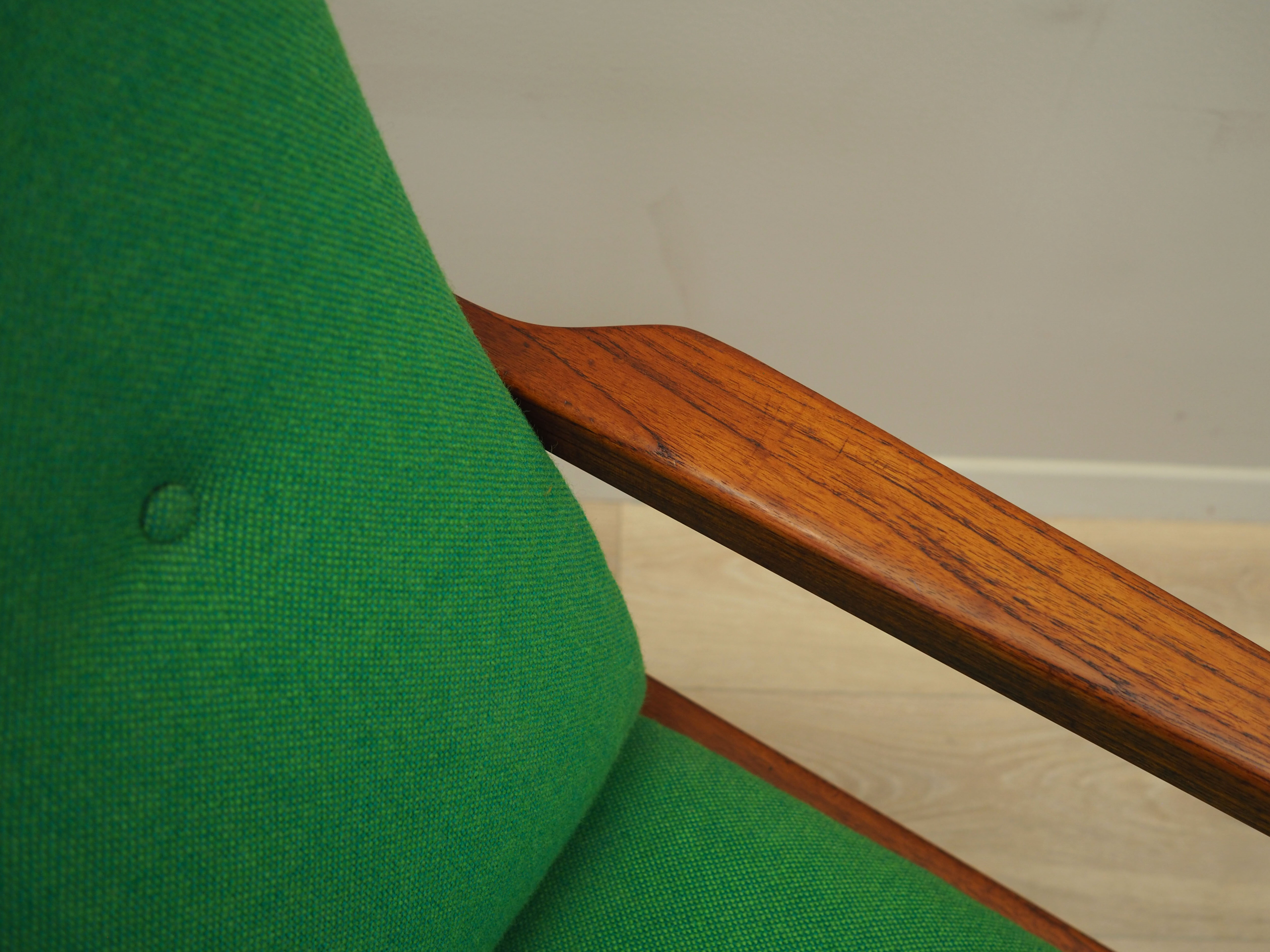 Teak green armchair, Danish design, 1970s, production: Denmark