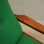 Fauteuil danois en teck et tissu vert, années 1970