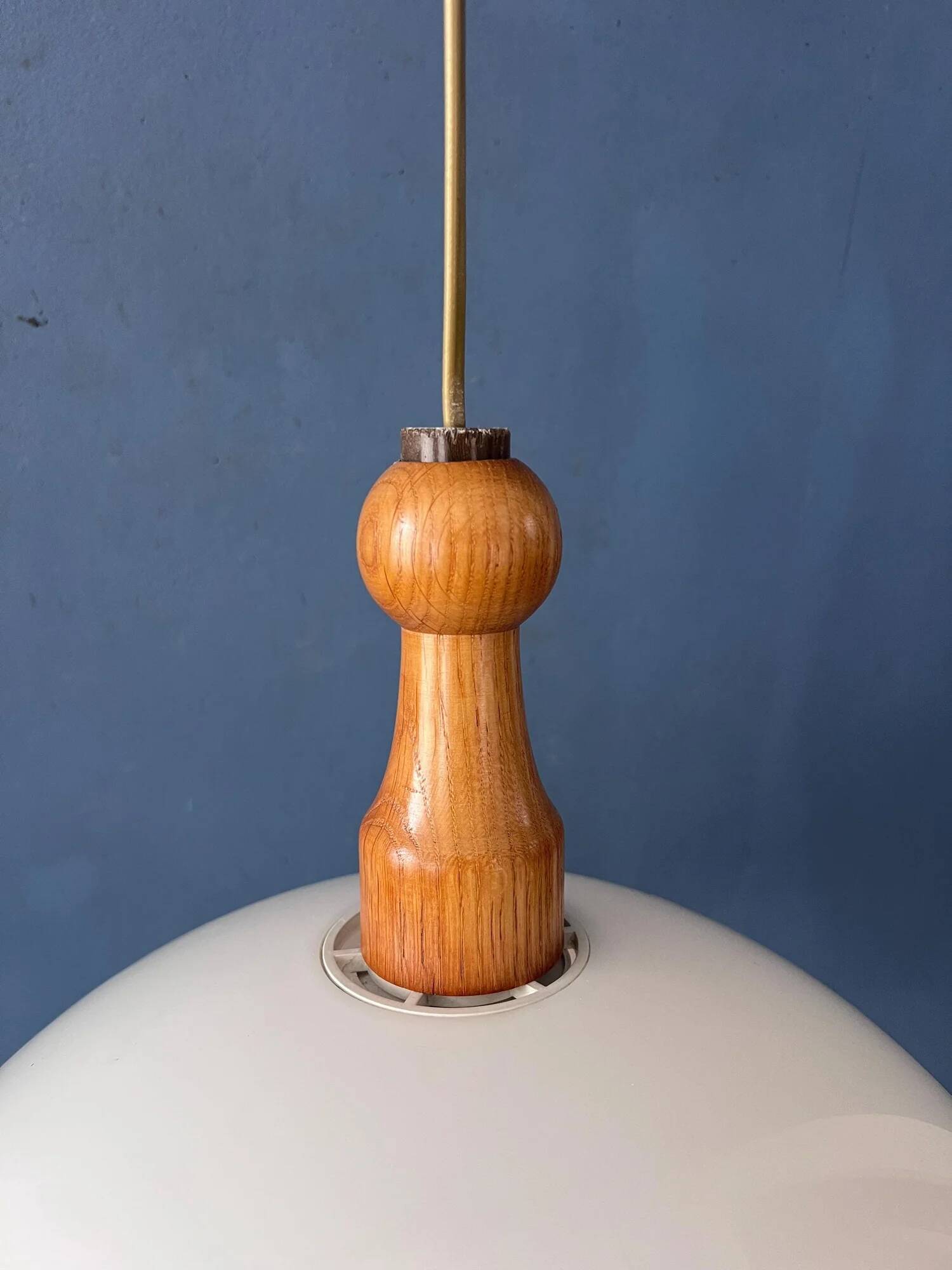 Vintage white wooden Steinhauer pendant lamp, plexiglass suspension light
