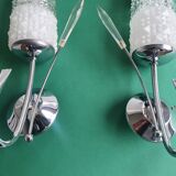 Pair of vintage tulip shaped globe chrome wall sconces