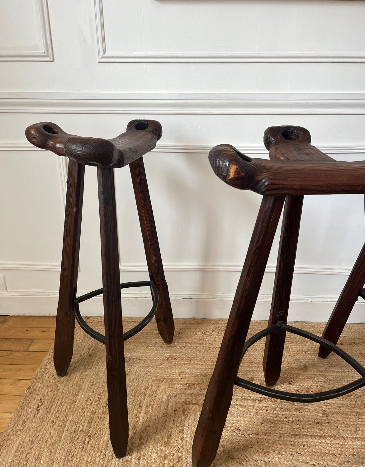 3 Spanish brutalist stools "Marbella" by Confonorm, from the 1970s.