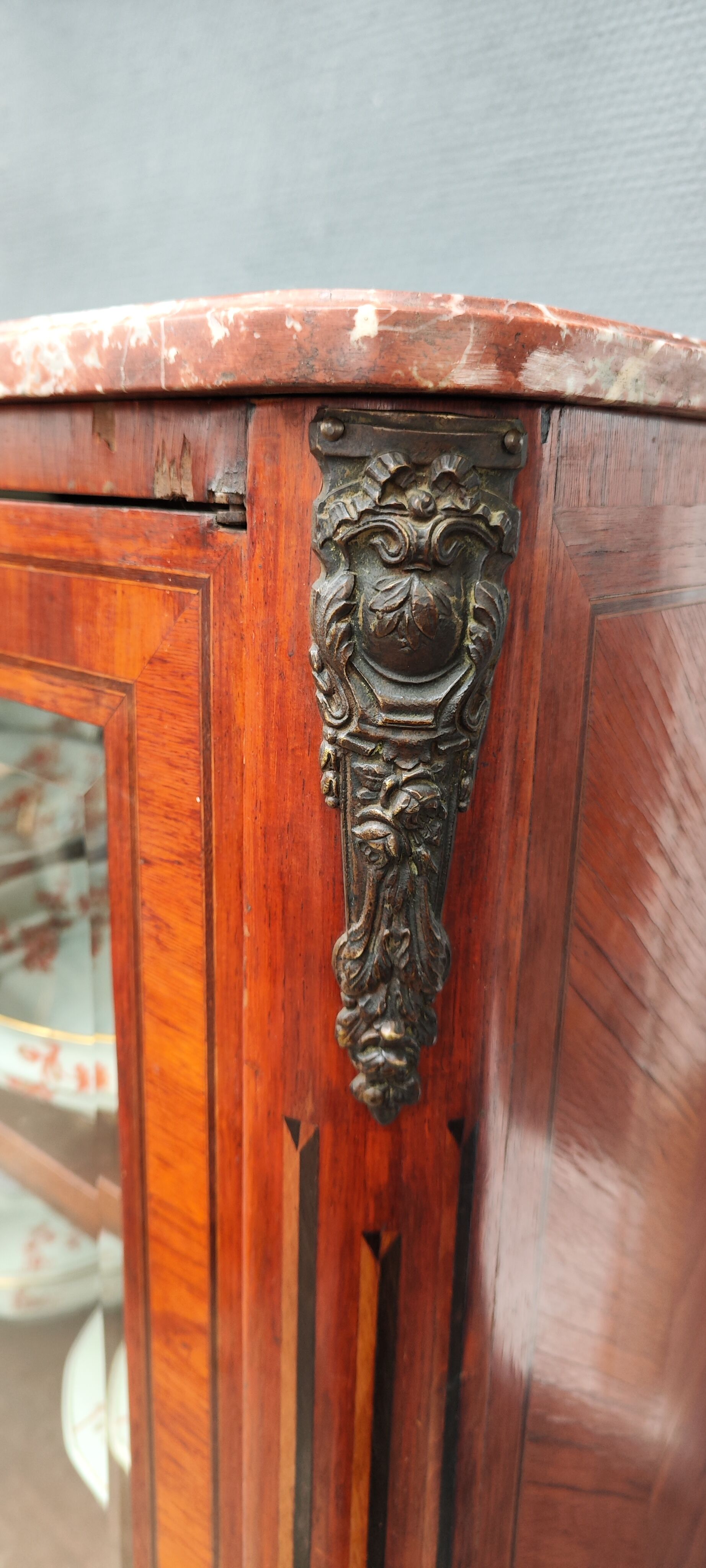 Old marquetry library showcase