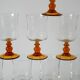 set of 8 vintage amber-stemmed wine glasses 1970
