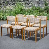 Dining room chairs X 6, vintage chair, vintage wood and fabric chair, series of chairs, decoration