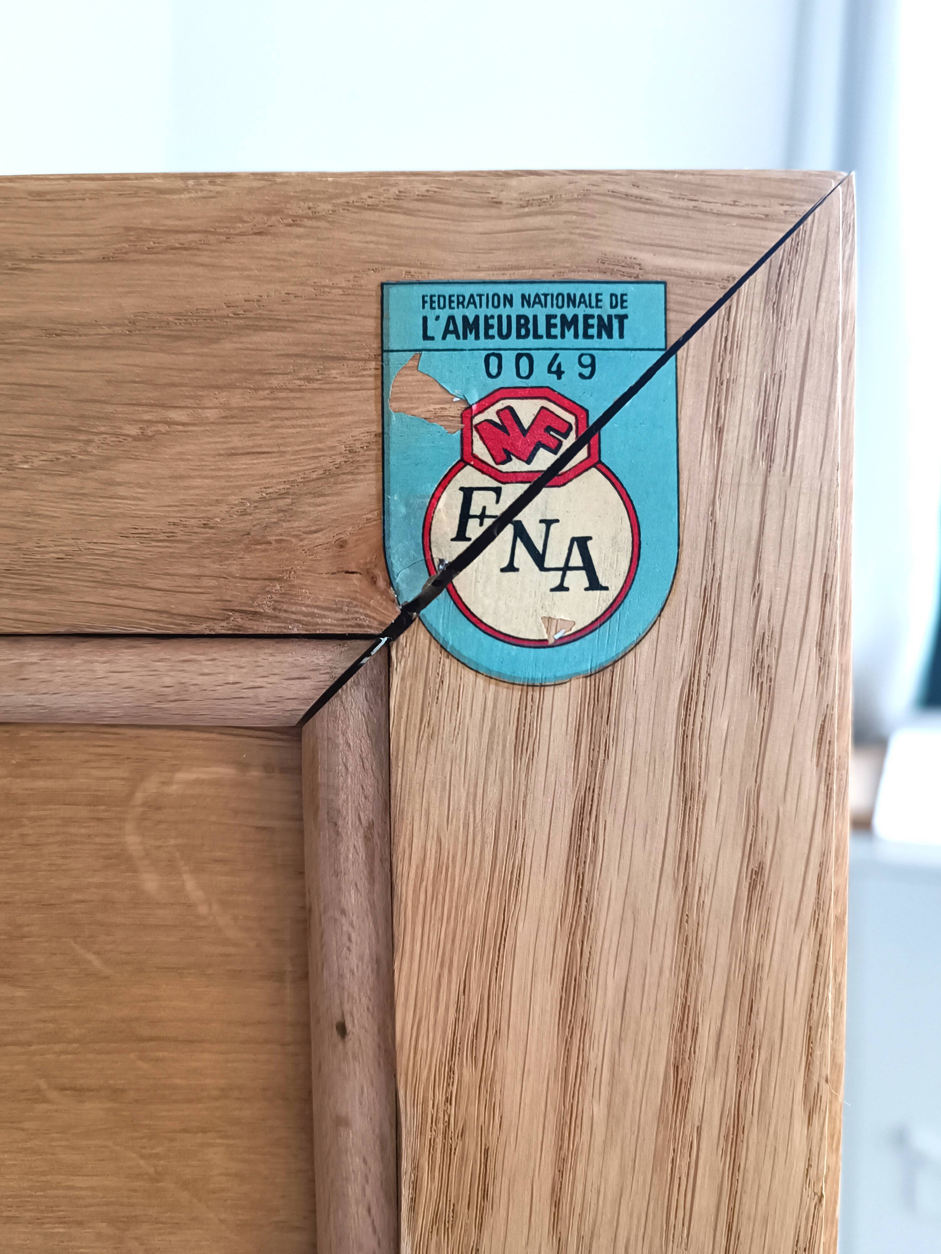Cabinet from the 50s in solid oak signed FNA N° 0049
