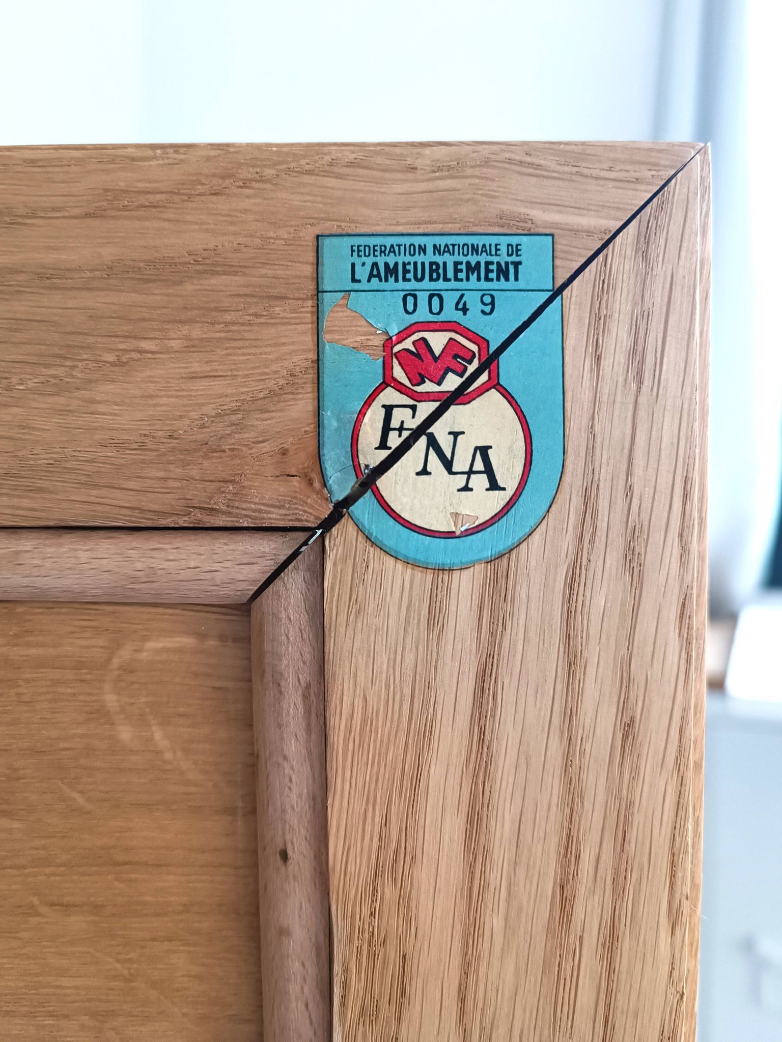Cabinet from the 50s in solid oak signed FNA N° 0049