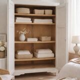 Re-enchanted Art Deco wardrobe in beige.