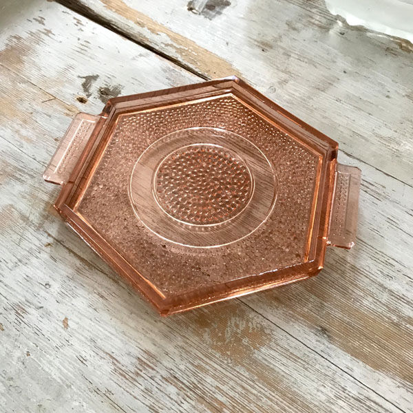 Art Deco pink glass tray