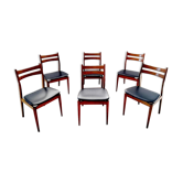 Suite de 6 chaises en hêtre et skai noir