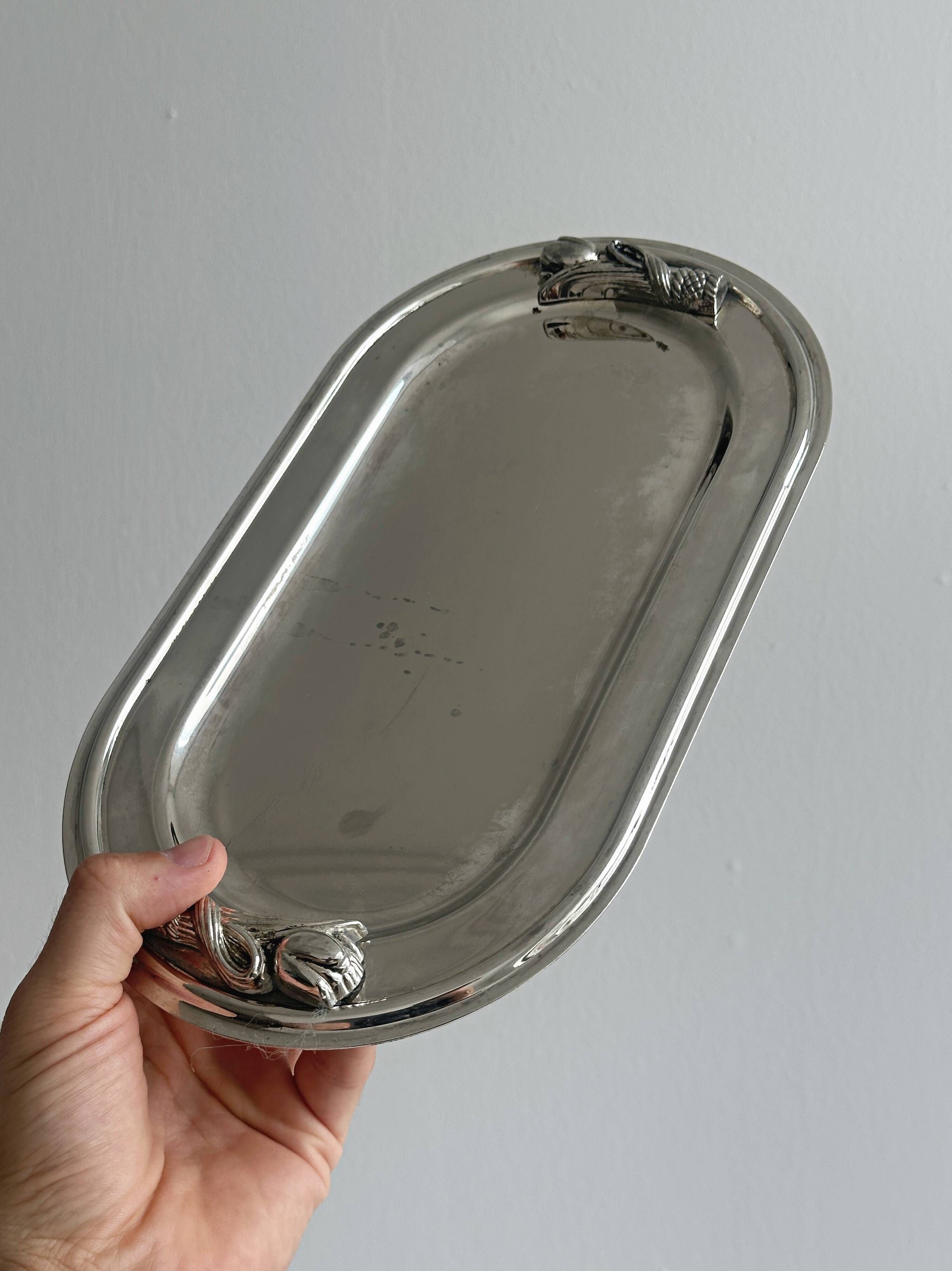 Oval metal stainless steel tray
