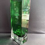 Rectangular vase in green sommerso glass