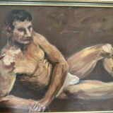 Tableau ancien huile sur panneau : nu acadamique XX eme siecle